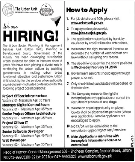Latest Govt Jobs In Lahore Today For Web Developer